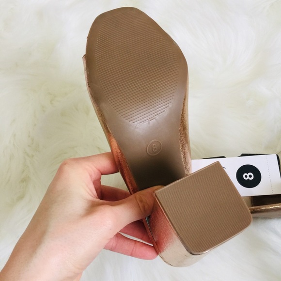 NEW Rose Gold Peep Toe Slingback Back Heels - Picture 6 of 6